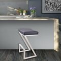 Seatsolutions Atlantis 26 in. Counter Height Backless Barstool in Brushed Stainless Steel with Black Faux Leather SE883622